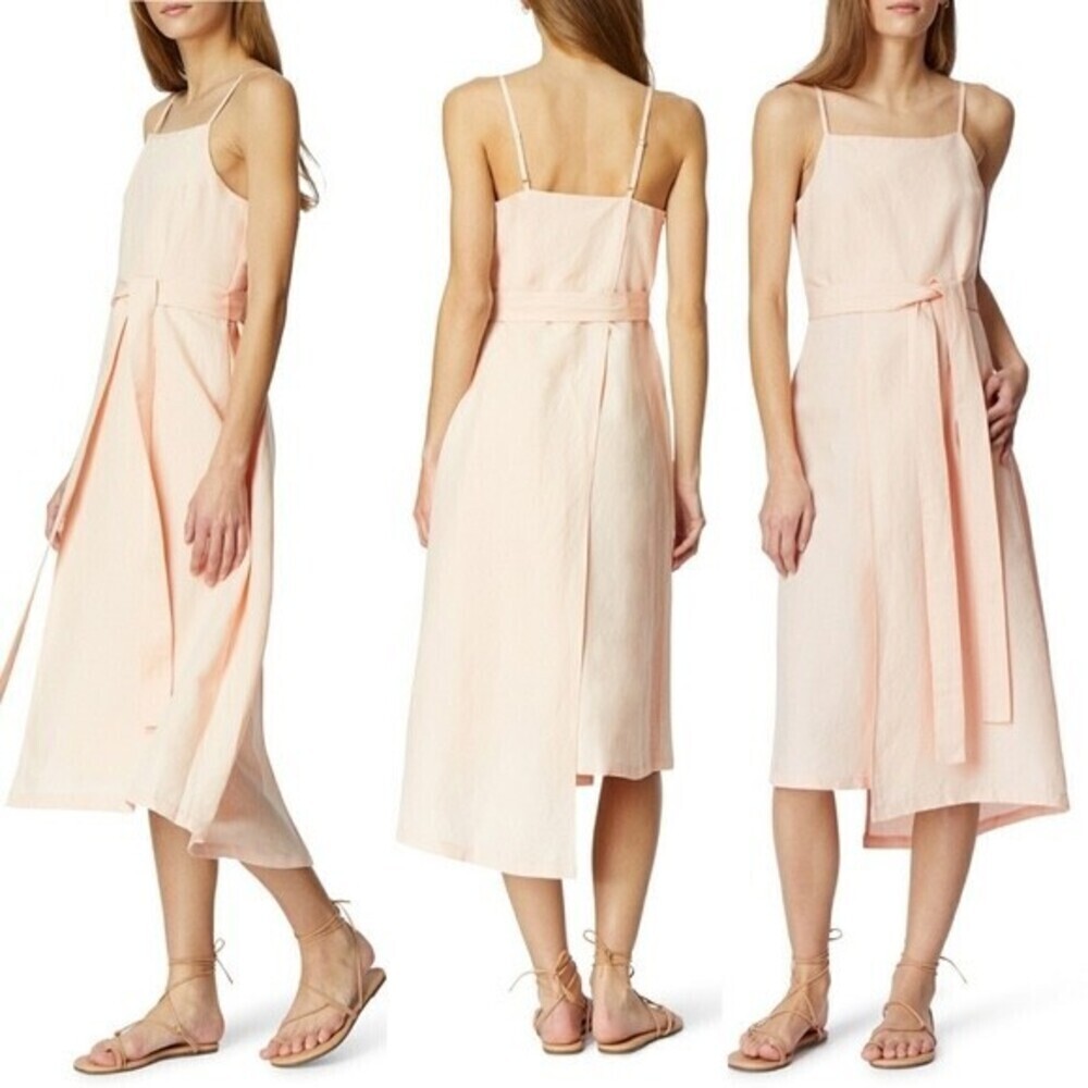 Habitual Linen Cotton Blend Wrap Midi Dress In Spanish Vanilla Size 2 ( no belt)